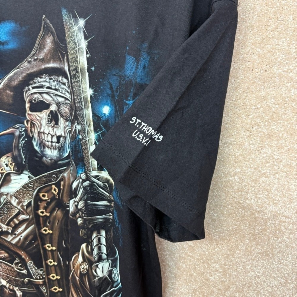 VINTAGE Caballo Skeleton Graphic Tshirt Mens Size XL Cotton Double Sided Graphic - Picture 3 of 6